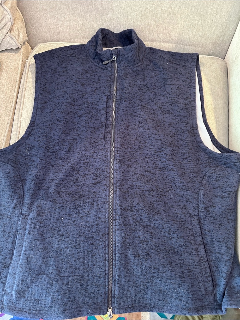 Johnnie O Performance heather blue Men's Navy Zip-Front Fleece Vest